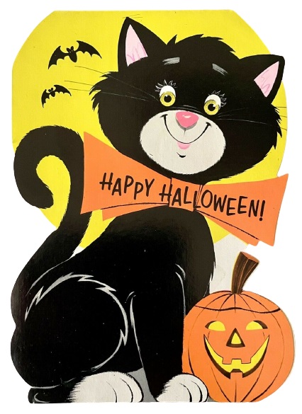 Happy Halloween Tuxedo Cat Rust Craft Greeting Card