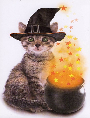 Tabby Cat Halloween Card