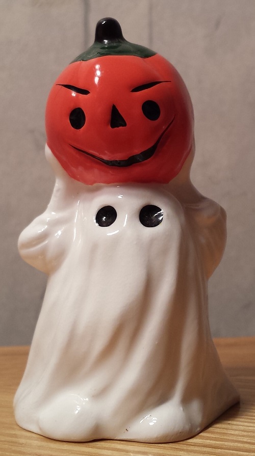 Halloween Ghost with Pumpkin over head Figurine